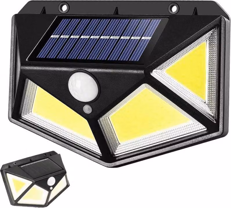 Lampada solare a risparmio energetico da 2000 lumen con sensore di movimento e crepuscolo, batteria ricaricabile da 1200 mAh