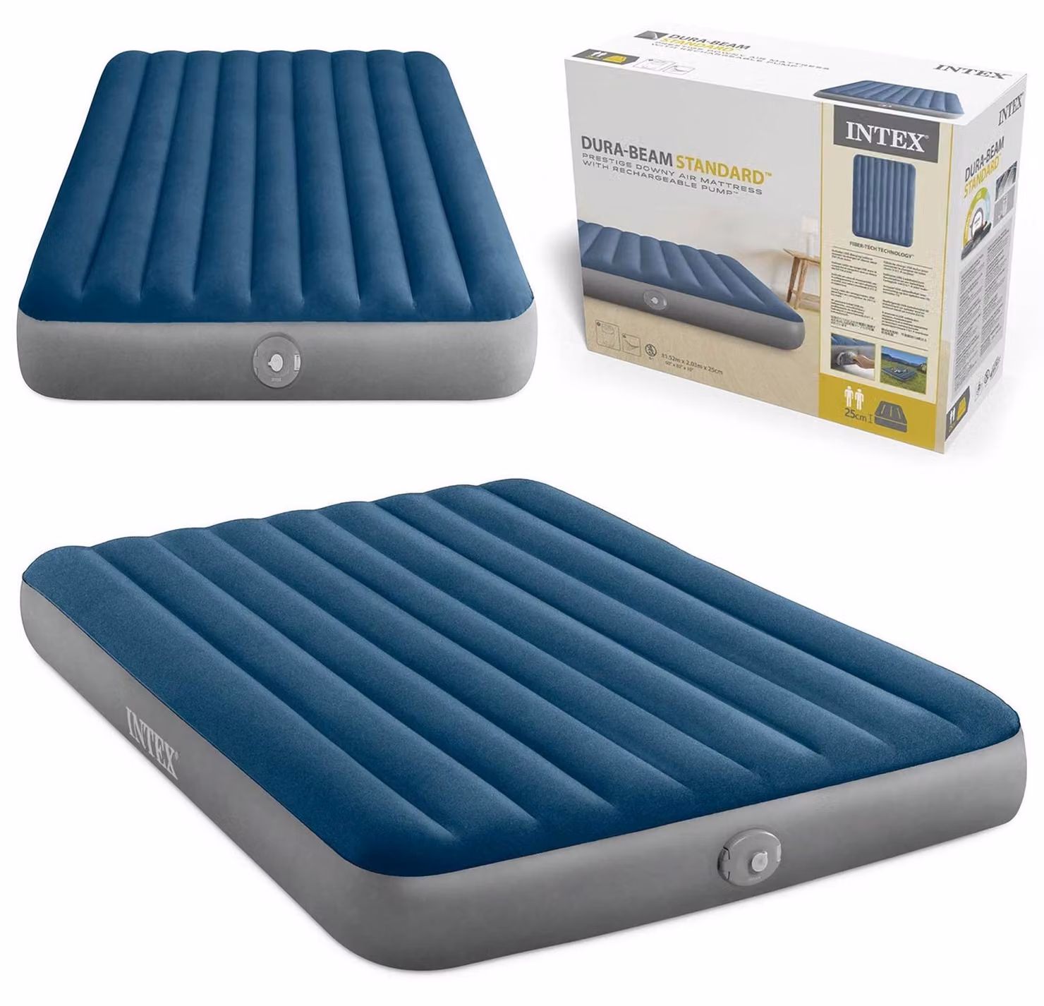 Materasso gonfiabile matrimoniale con pompa USB integrata, 203x152x25 cm