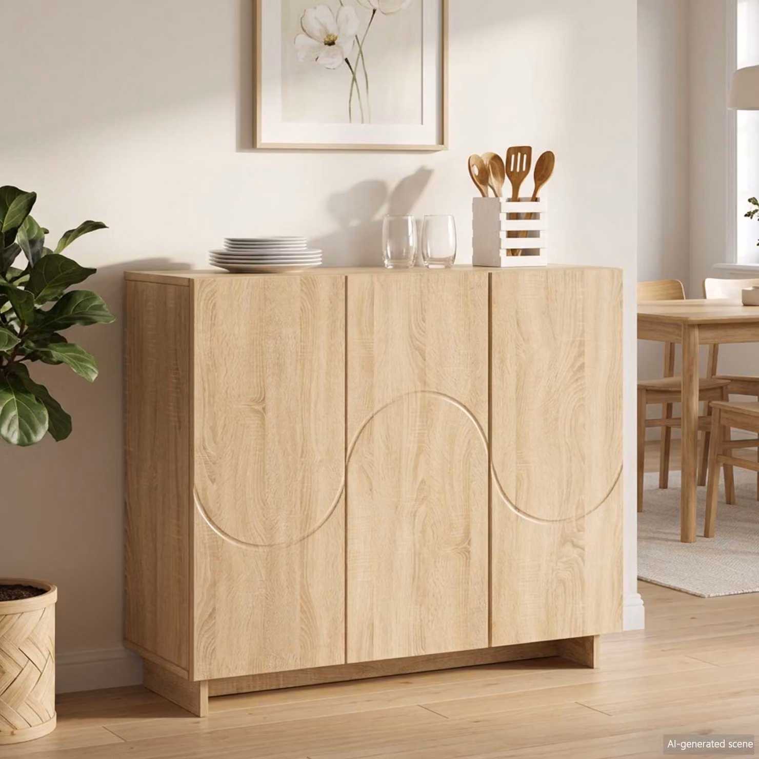 Credenza moderna vidaXL in legno ingegnerizzato color rovere sonoma, L 85,5 x P 31 x H 75 cm