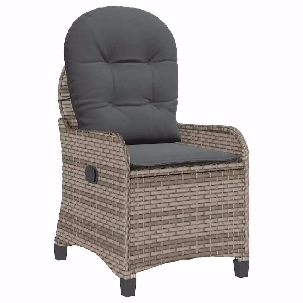 Poltrona reclinabile in rattan e metallo Grigio per giardino e terrazza – 2