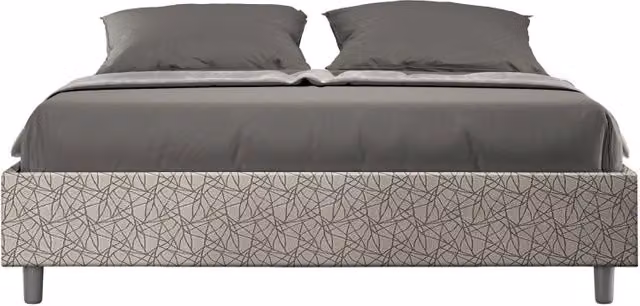 Letto Sommier Matrimoniale Ityhome con Contenitore Era Azelia Imbottito in Tessuto Grigio L: 160 cm, P: 200 cm – 1