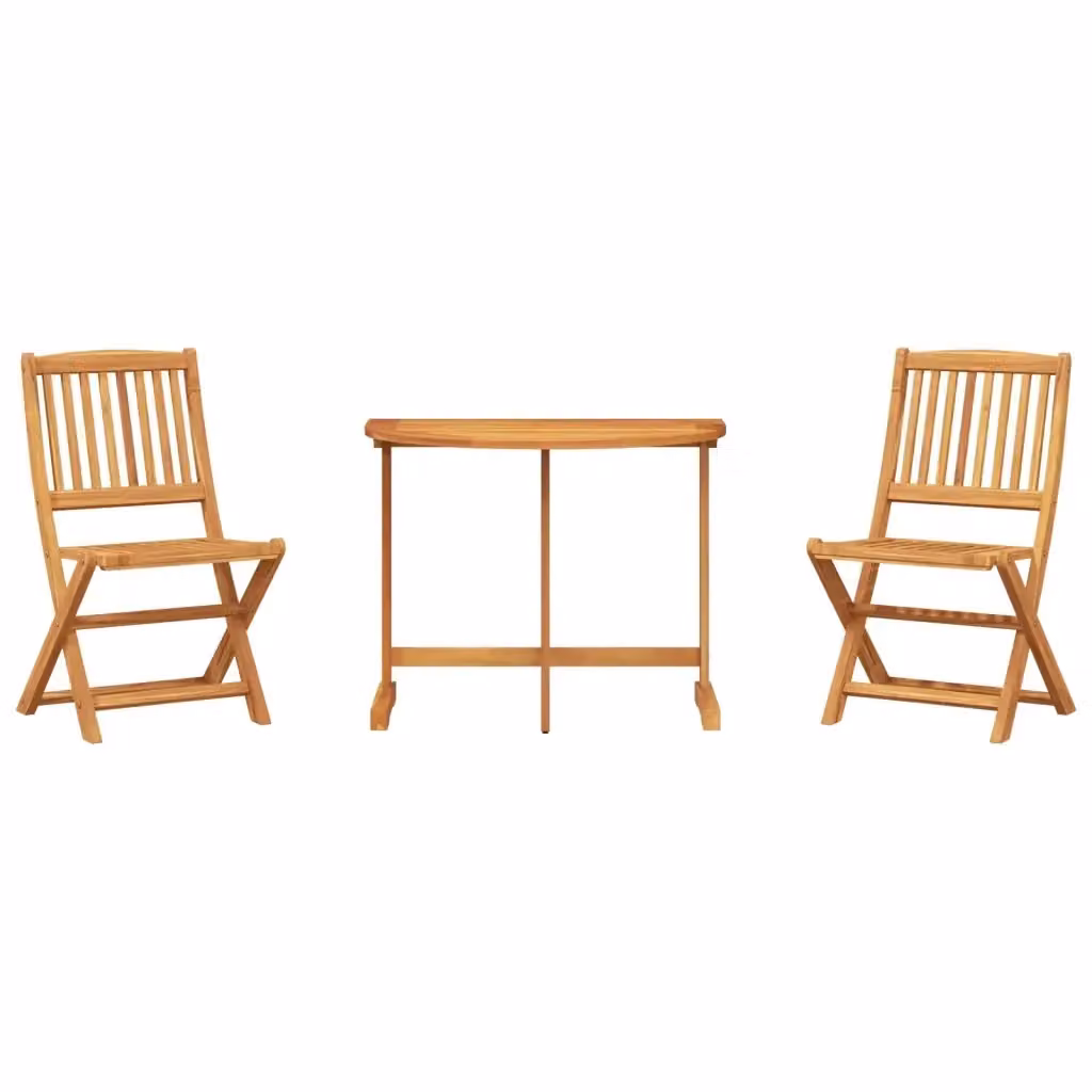 Set da pranzo da giardino pieghevole vidaXL in 3 pezzi in legno di acacia color marrone – 2
