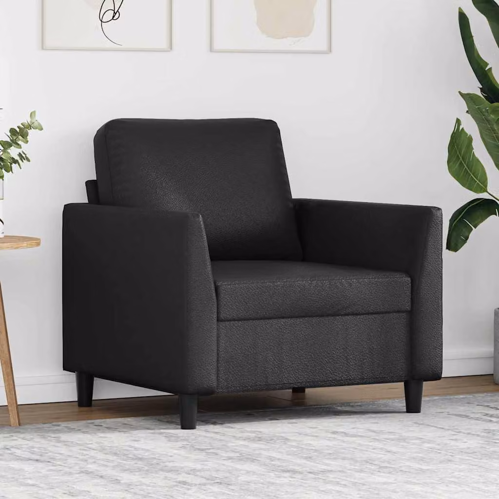 Poltrona moderna vidaXL in similpelle nera con braccioli e struttura in metallo