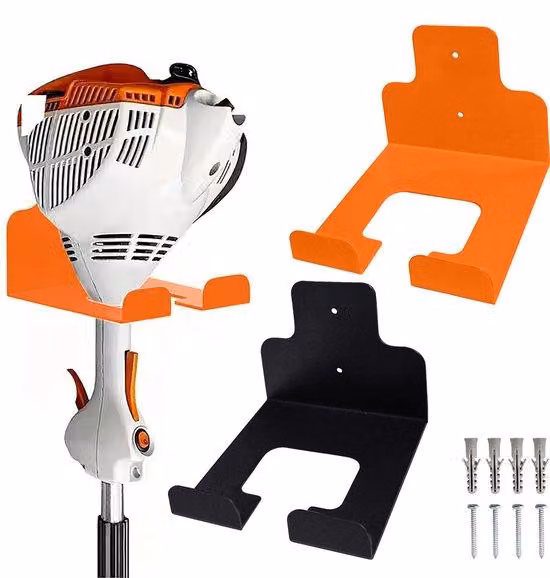 2 supporti per trimmer da giardino, robusti supporti in metallo per trimmer e utensili da giardino, pratici appendi-utensili per la conservazione in garage, capanno e per utensili elettrici
