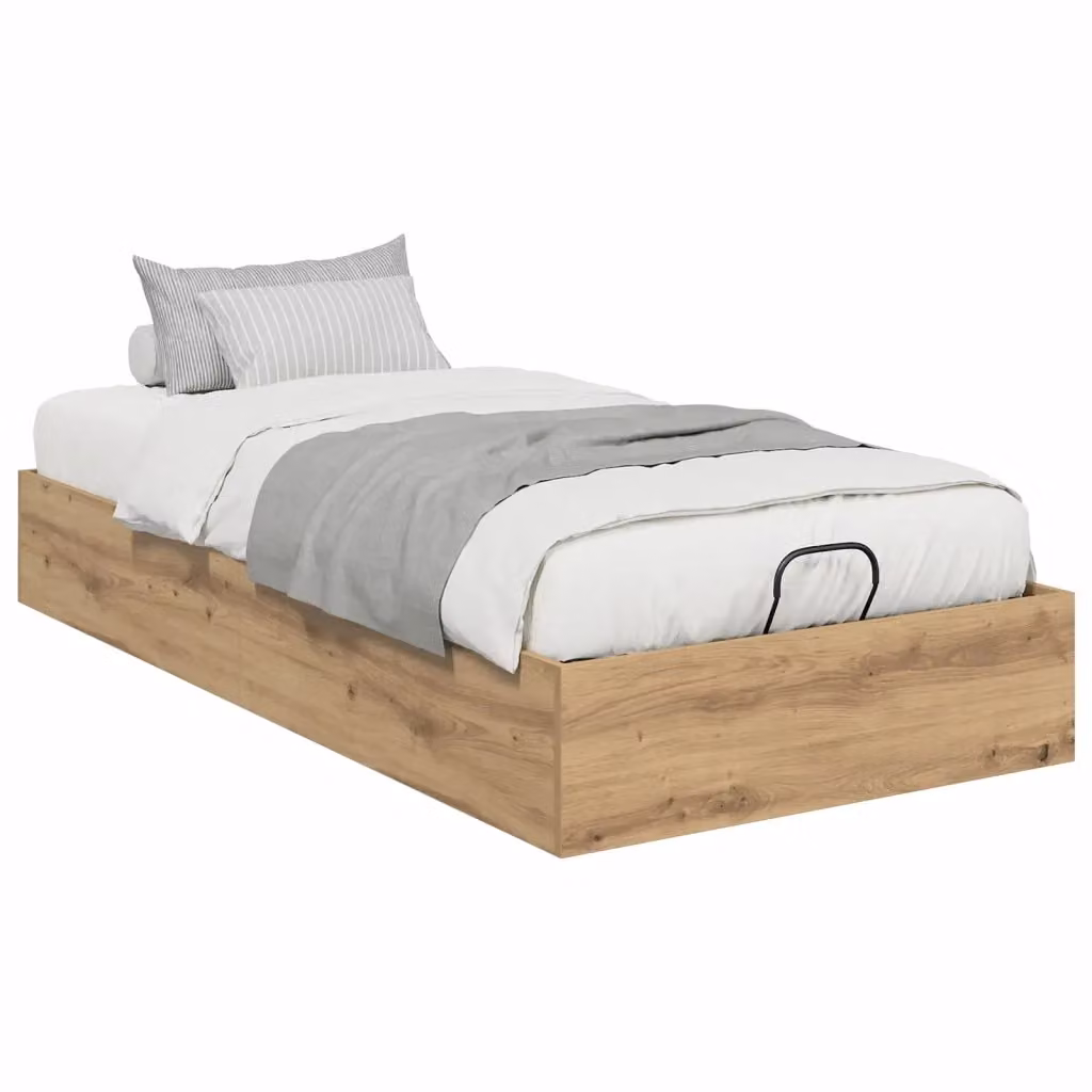 Letto ottomano moderno vidaXL in rovere color marrone con base a sollevamento L/P/H: 193 x 75,5 x 25 cm – 2