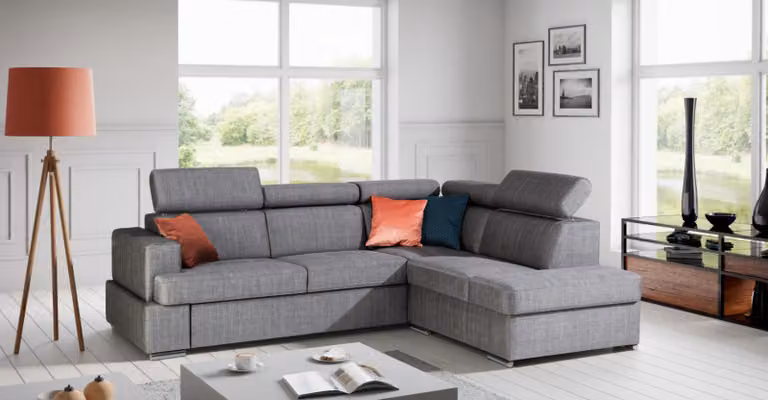 Bettfunktion Stoff Ecksofa L-Form Sofa Couch Design Couch Polster Textil Modern