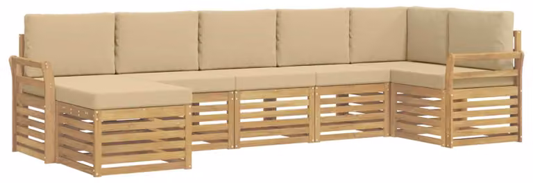 Set di divani da esterno, 7 pezzi, color beige