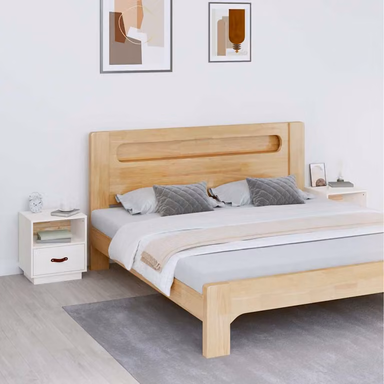 Set di 2 comodini vidaXL in legno massello di pino bianco L 40 cm, P 34 cm, H 45 cm