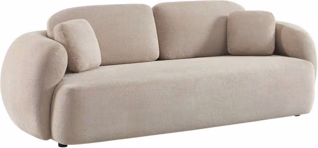 Divano in tessuto ciniglia, 3 posti, beige