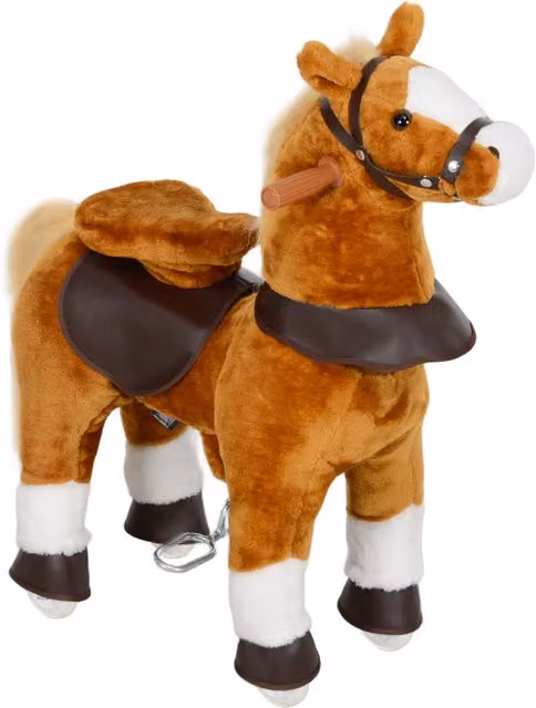 Cavallo a Dondolo AIYAPLAY per Bambini con Suoni Realistici e Pedale, Marrone, H 70 x L 70 x P 28 cm – 1
