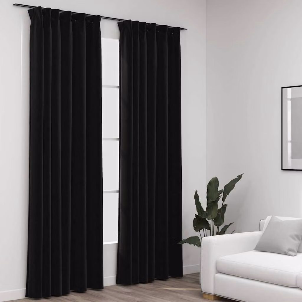 Set di 2 tende oscuranti vidaXL con ganci in effetto lino, colore antracite, L 140 cm x H 245 cm