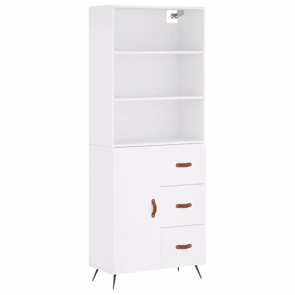 Credenza Buffet Design Mania Bianca per Cucina e Sala da Pranzo in Legno e Metallo L/P/H: 69,5 x 34 x 180 cm – 2