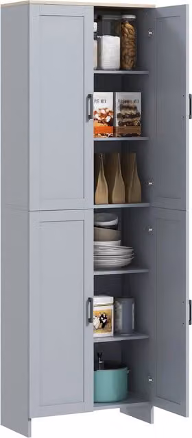 Credenza cucina 4 ante ¨C Xylo ¨C grigio 170 cm con ripiani regolabili