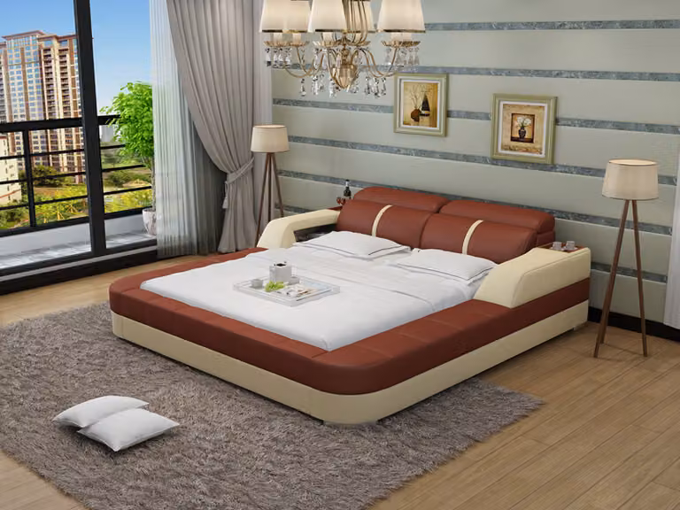 Luxus Leder Bett Design Polster Betten Doppel Modernes Ehe140/160/180 LB8823