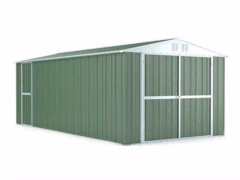 Garage in acciaio zincato NOTEK Verde L: 611 cm, P: 327 cm, H: 235 cm – 2