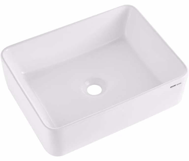 Omgoods - Lavabo rettangolare in Vetroceramica - Bianco, design moderno, 482 x 373 x 135 mm
