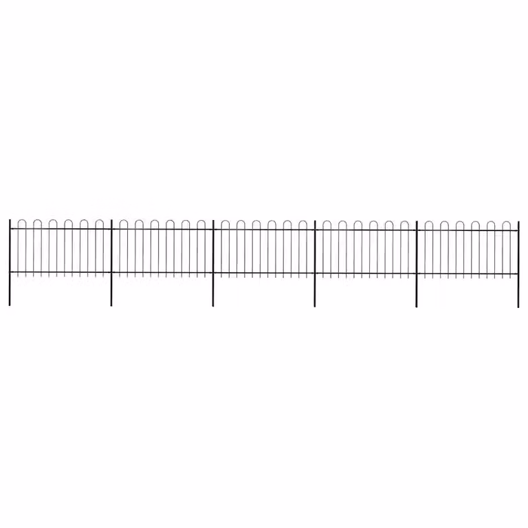vidaXL Recinzione da Giardino in Acciaio con Parte Superiore ad Anello, Nero, L: 838 cm, H: 100 cm