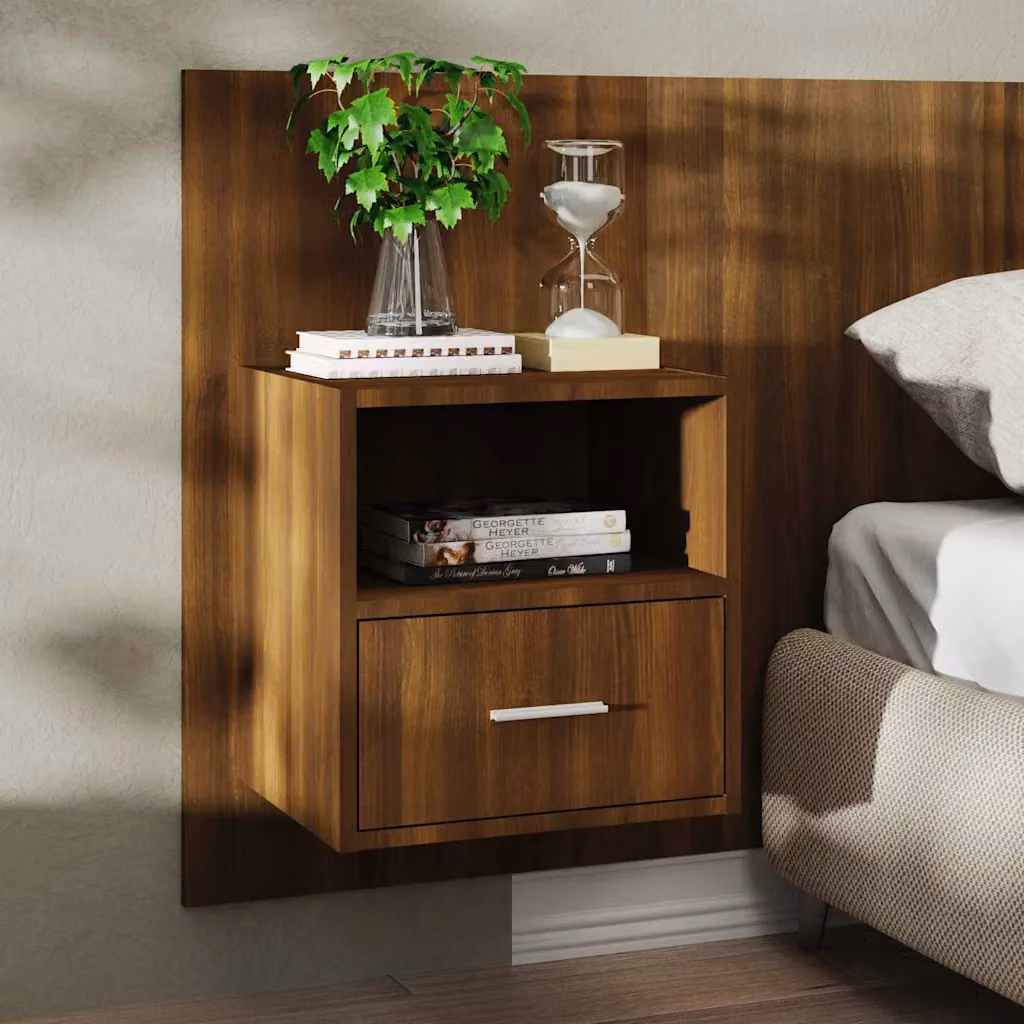 Comodino a muro vidaXL in rovere marrone moderno per camera da letto L: 32,5 cm, P: 48,5 cm, H: 80 cm