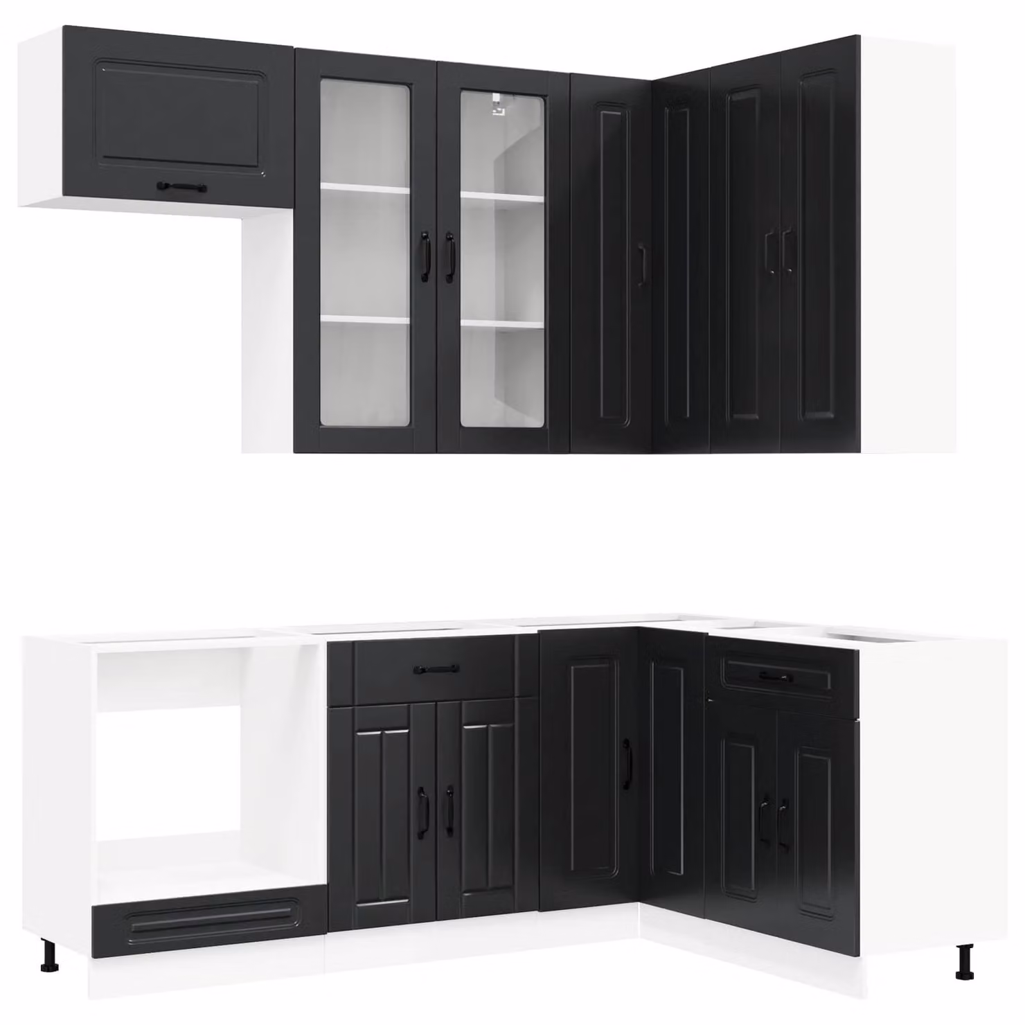 Set di mobili da cucina KALMAR, 8 pezzi, colore nero, materiale: legno composito