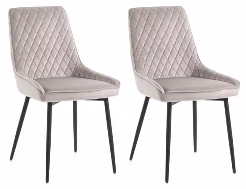 Giordanoshop Set 2 Sedie 46,5x48x84,5 cm in Velluto Grigio