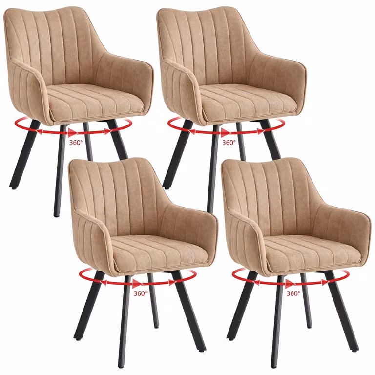 Sedie da pranzo - Set da 4 - Imbottite - Struttura in metallo - Stile moderno - Per la sala da pranzo - Colore kaki