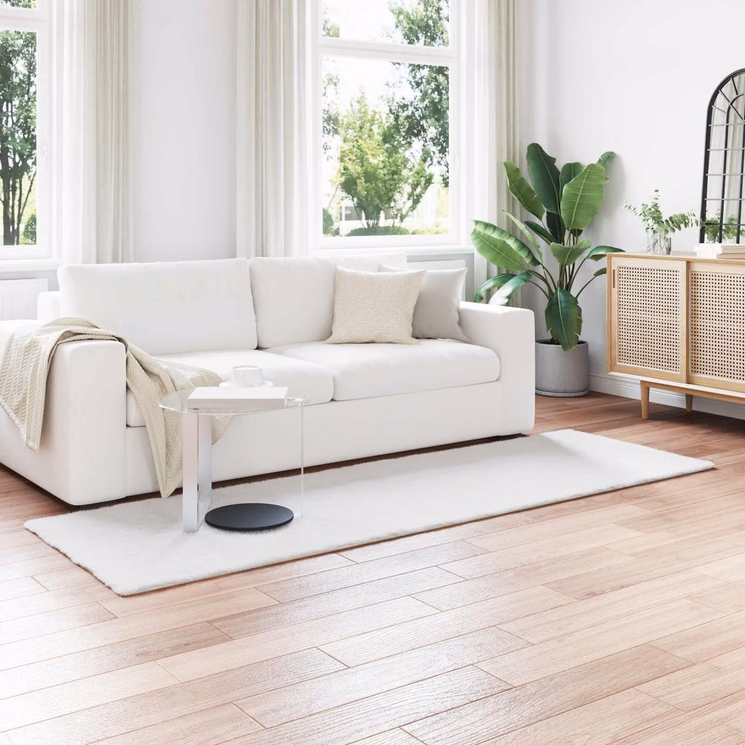 vidaXL Tappeto in ecopelliccia sintetica bianco, antiscivolo e lavabile, rettangolare