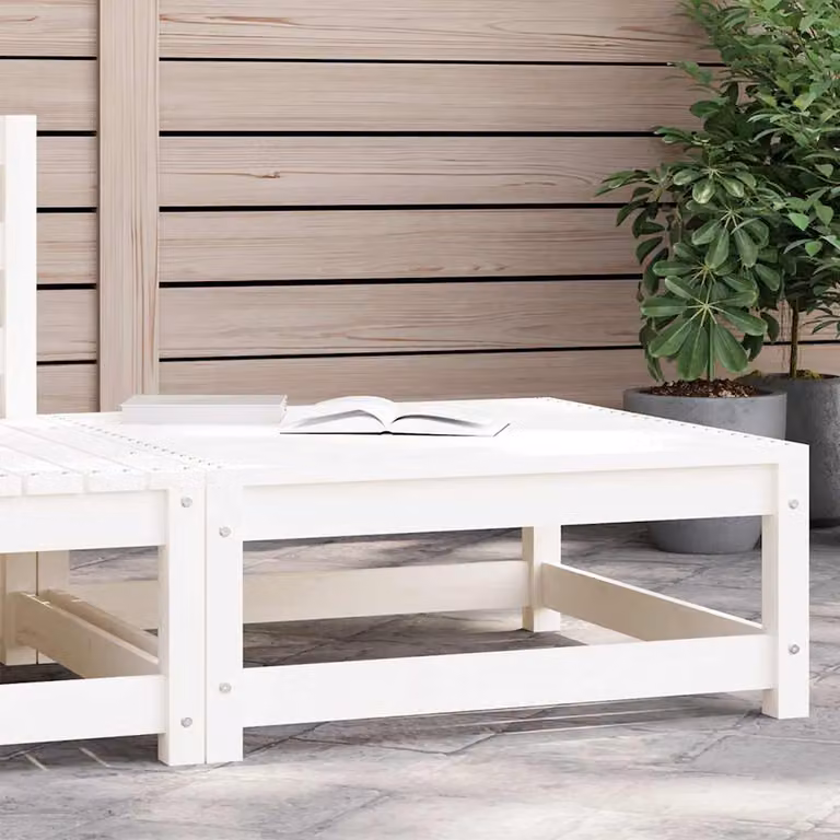 vidaXL Poggiapiedi da Giardino in Legno di Pino Bianco L: 70 cm, P: 70 cm, H: 30 cm
