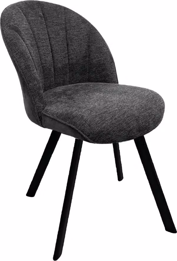 Brezo 1S, sedia, struttura nera opaca, rigida, ovale, rivestimento grigio scuro