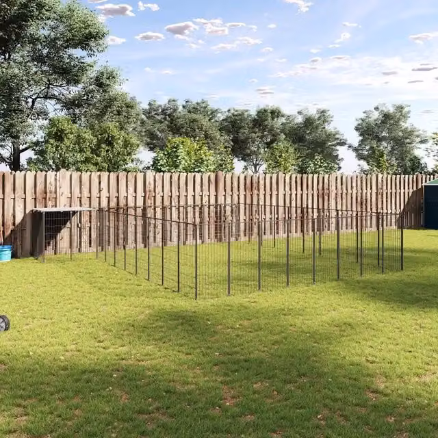 Gabbia per cani vidaXL in metallo nera e argento resistente alle intemperie per giardino