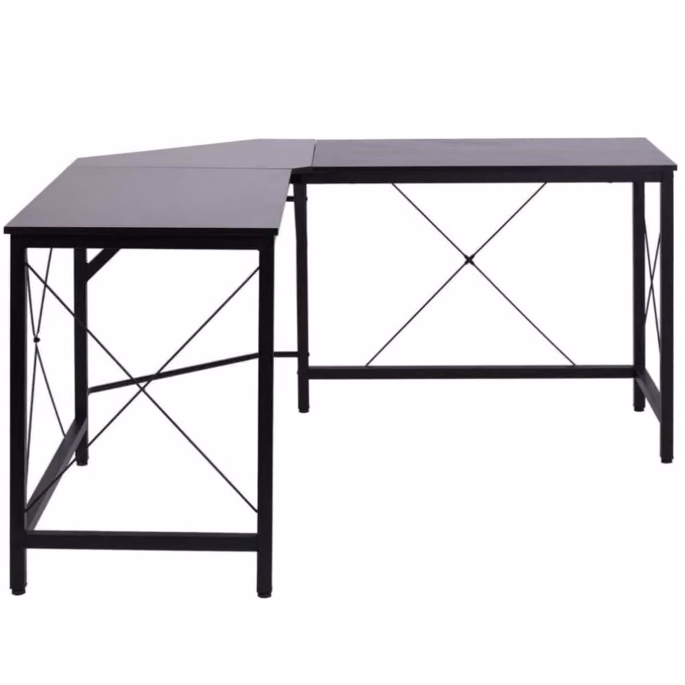 AIORBER Scrivania a L per computer, gambe regolabili, ampia superficie di lavoro, MDF, per ufficio e studio, 150x150x76cm, nero