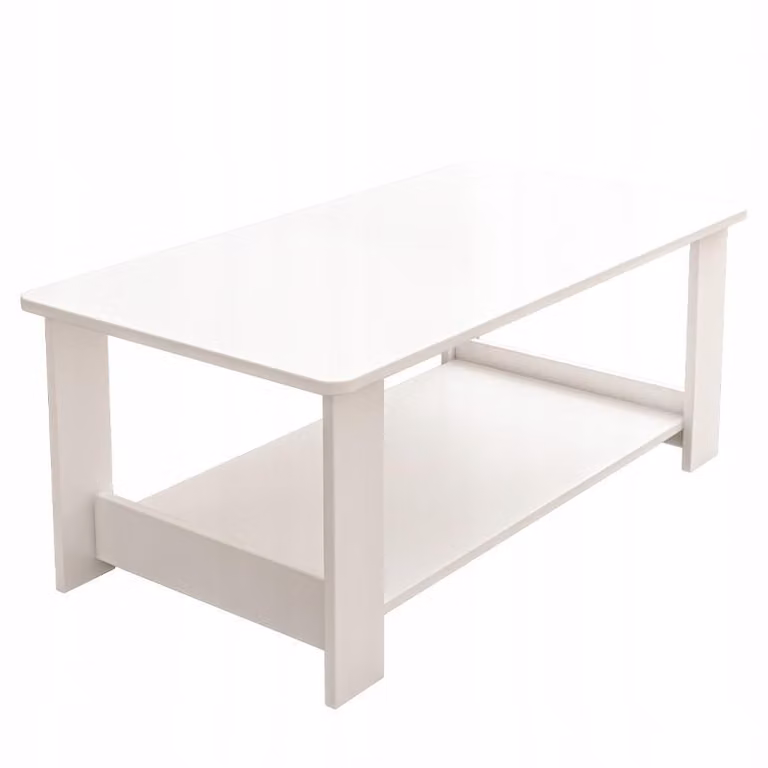 Tavolino bianco moderno con ripiano, salotto, loft, grande, 100 cm
