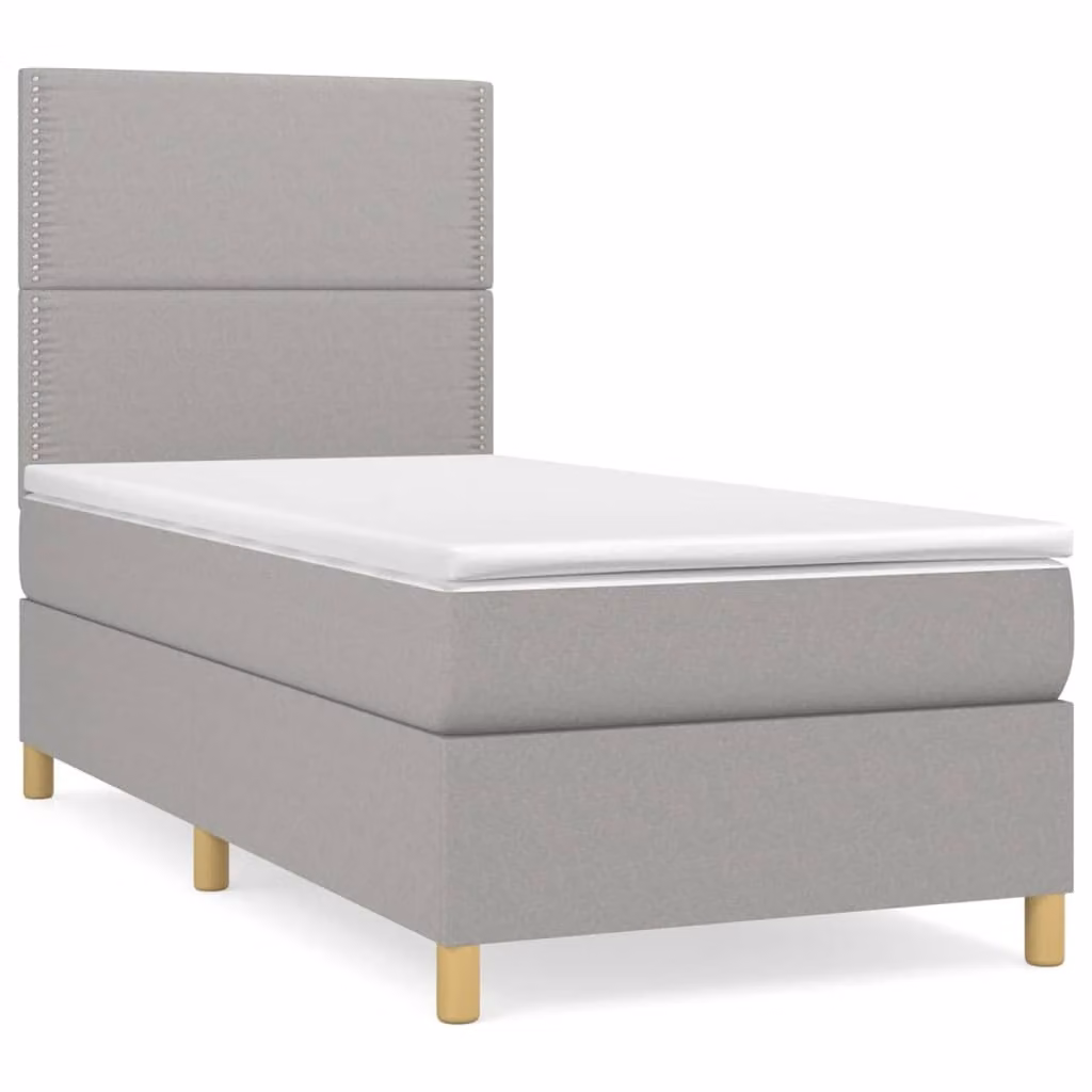 Giroletto a Molle con Materasso Grigio Chiaro 90x190 cm Tessuto