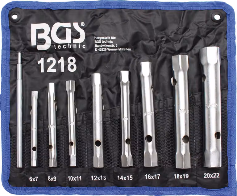 BGS Set di 8 chiavi a bussola per tubi 6 x 7 - 20 x 22 mm - 1218