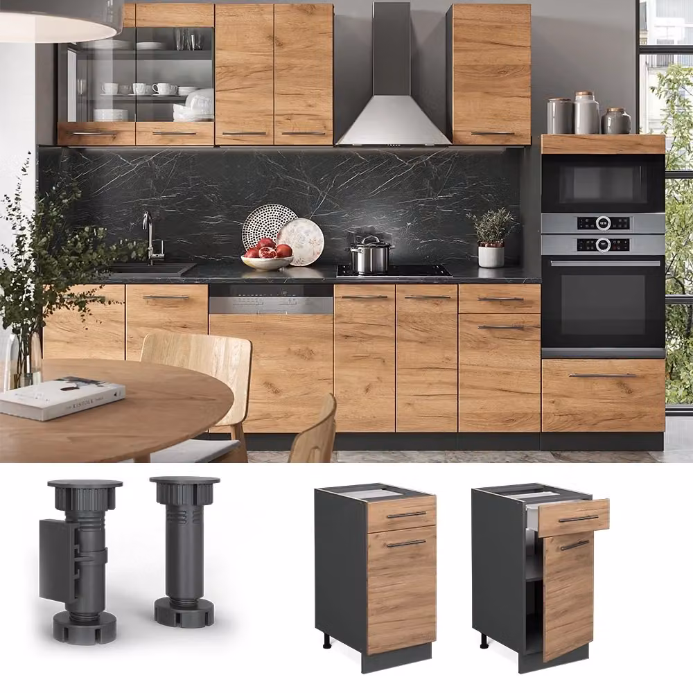 Mobiletto base per cucina Vicco Fame-Line Rovere dorato/Antracite L: 40 cm – 2