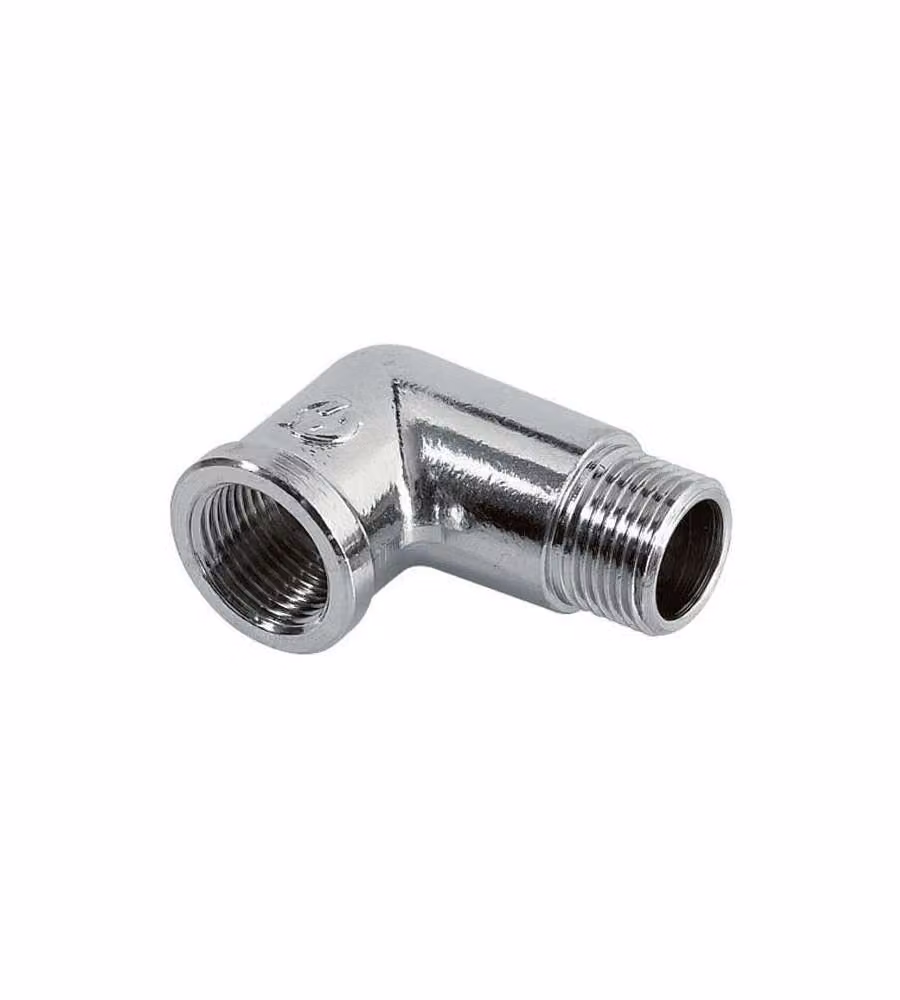 Raccordo a gomito filettato Idro Bric in ottone cromato 1/2" – 2