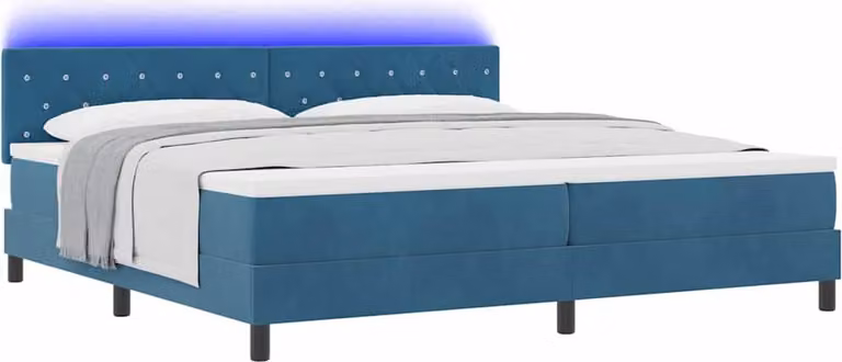 Letto a Sorgente LED con led Blu Scuro 200 x 200 cm Velluto