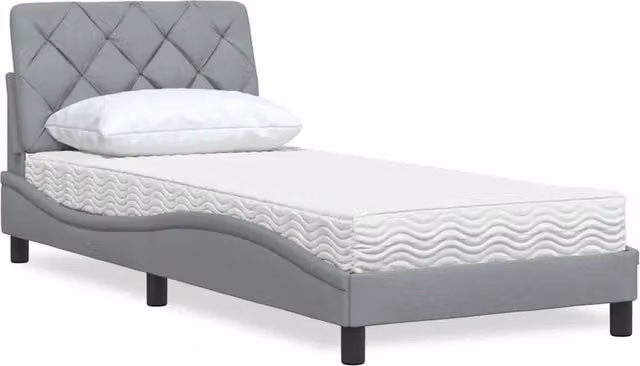 Letto con Materasso-Struttura Letto con Materasso Grigio Chiaro 80x200 cm in Tessuto