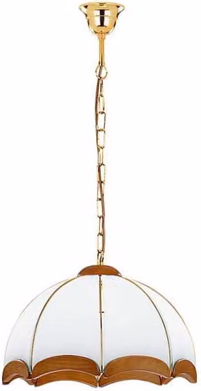 Lampada a sospensione SIKORKA oro-bianco-legno scuro 1xE27x60W vetro dim.: 65x37x37 cm IP20 Alfa