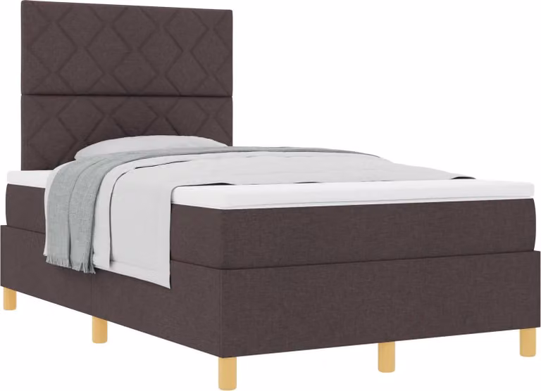 Letto a molle con materasso Marrone Scuro 120 x 200 cm Tessuto