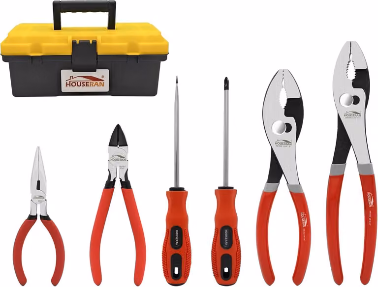 Set di utensili da 6 pezzi, completo di valigetta porta-attrezzi, pinze e cacciaviti, ideale per il fai-da-te