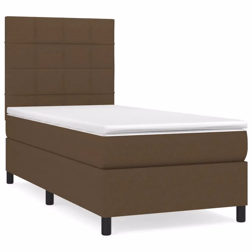 Letto con Giroletto a Molle e Materasso Ibrido vidaXL, Marrone e Bianco, L/P/H: 90 x 200 x 128 cm – 2