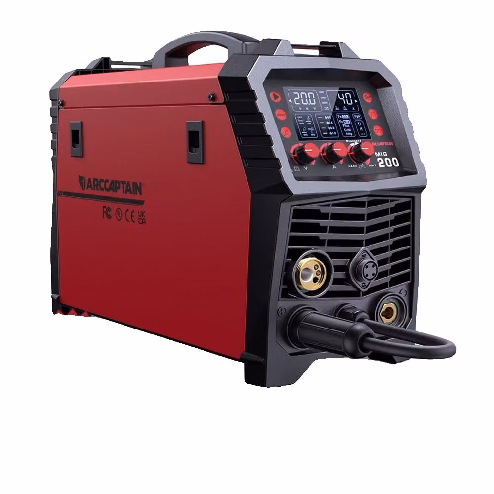 Saldatrice MIG 6 in 1, controllo sinergico, potenza di uscita 200A
