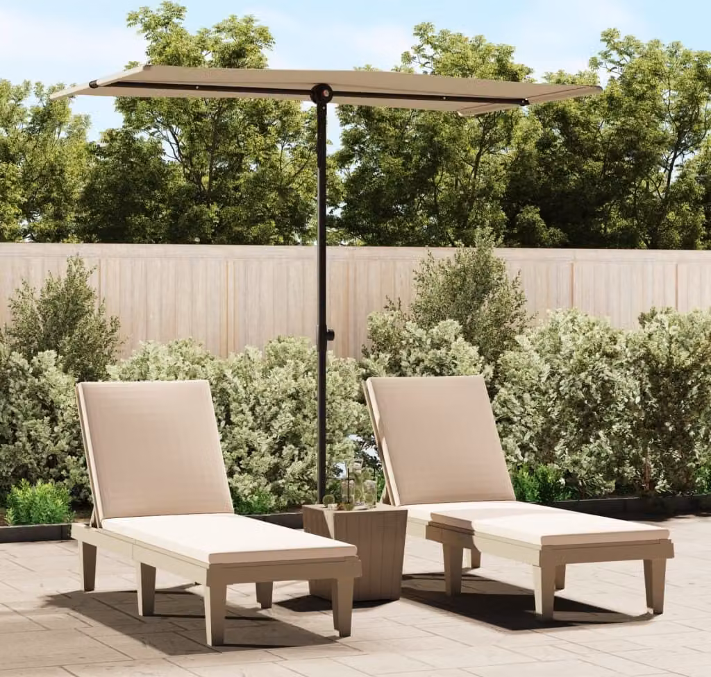 The Living Store Ombrellone con palo in alluminio 180 x 110 cm Taupe