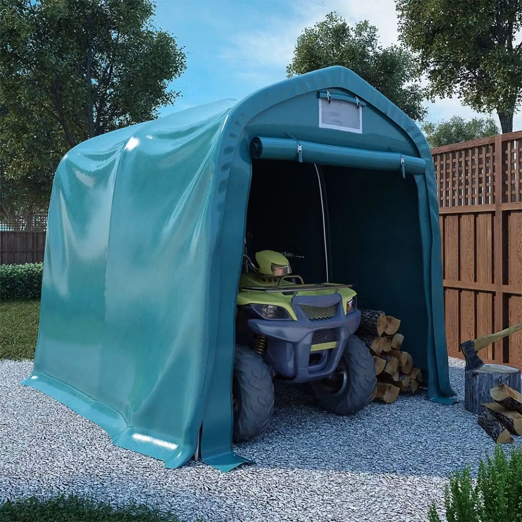 The Living Store Tenda da garage in PVC 2,4x2,4 m Verde
