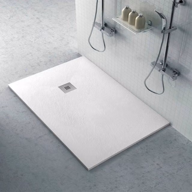 Piatto doccia rettangolare Karen in resina minerale bianco pietra con griglia L: 170 cm, P: 70 cm, H: 2,5 cm