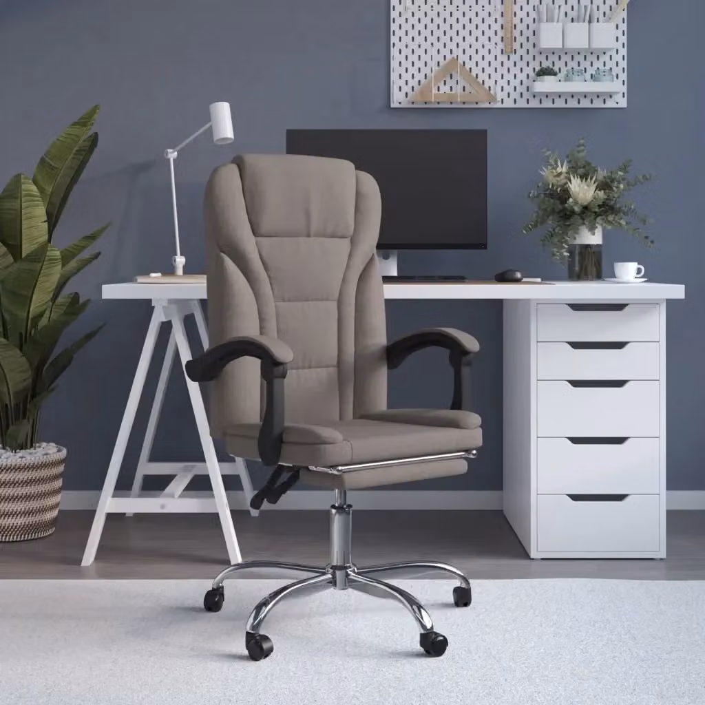 Sedia da ufficio reclinabile DESIGN IN in tessuto beige e grigio con poggiatesta, braccioli e rotelle, girevole a 360 gradi, L/P/H: 63 x 56 x 122 cm – 2