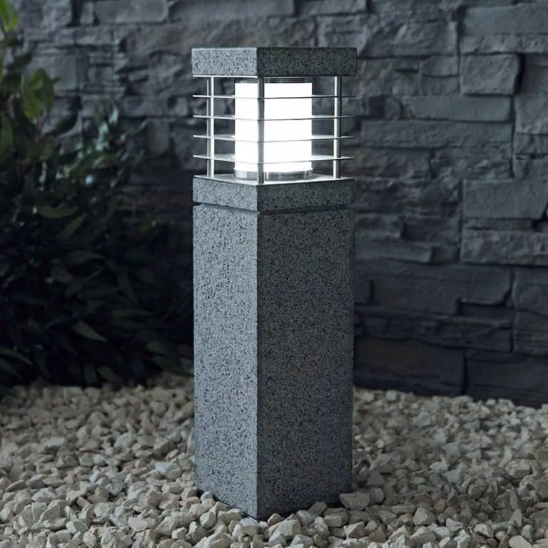 Heitronic Lampione da giardino La Mer, Alluminio / Grigio / Zincato, Pietra, Moderno, Lampada da esterni