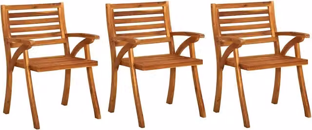 Sedie da Pranzo da Giardino con Cuscini 3 pz | Sedie da Esterno Massello di Acacia
