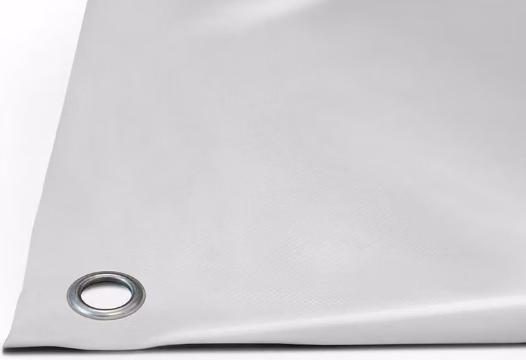 Telone per camion in PVC 900g/m² (3m x 5m, occhielli rotondi da 20 mm, grigio chiaro RAL7035) al metro con/senza occhielli Telone per tetti Telone per camion industriali Telone per campeggi Telone di protezione Telone di legno
