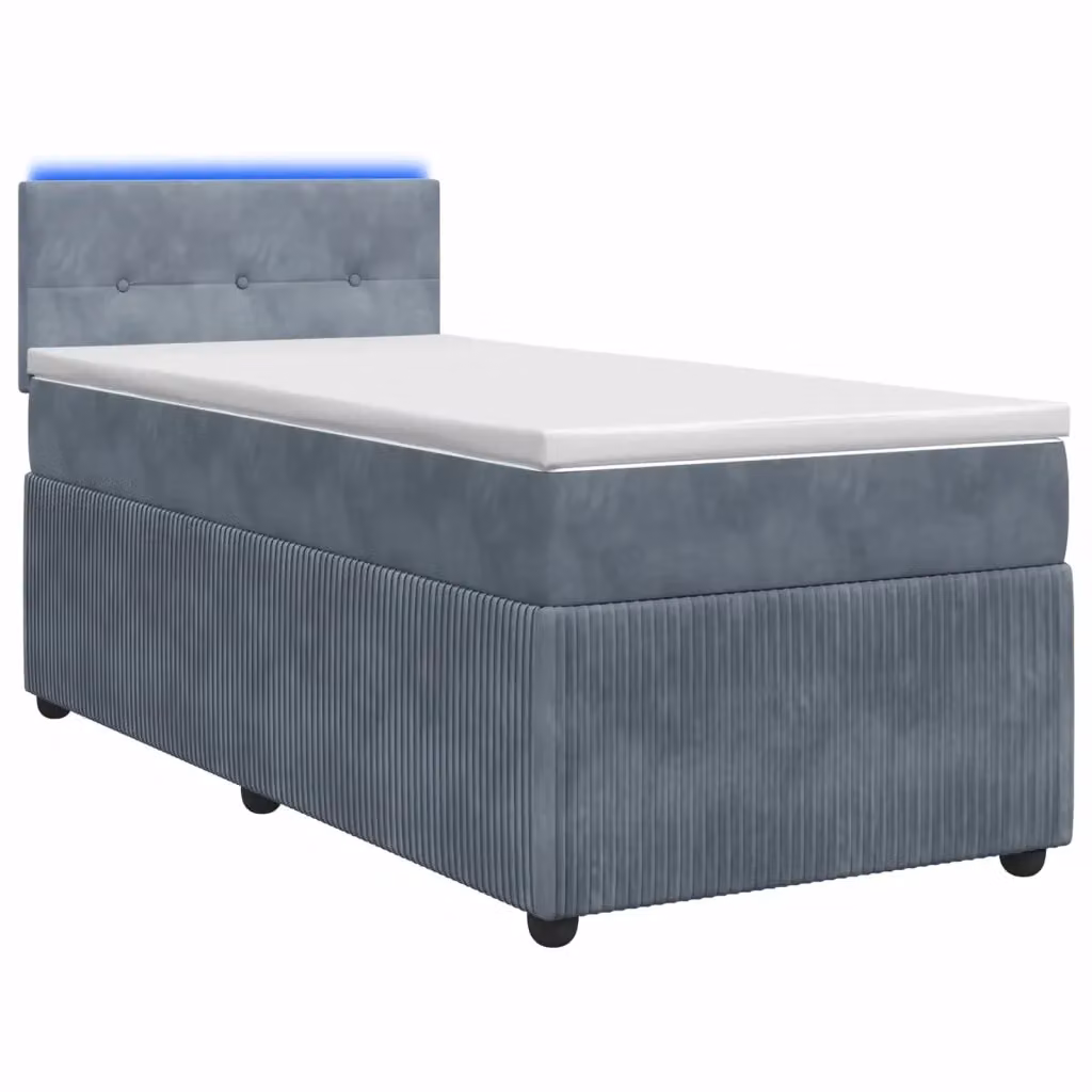 Letto con Box Spring, Materasso a Molle Insacchettate e Illuminazione LED vidaXL, Grigio, L/P: 90 x 190 cm – 2
